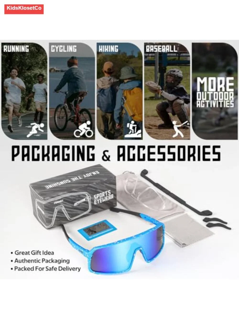 Youth TR90 Polarized Sports Sunglasses UV400 Ages 8-14